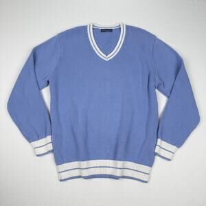 Brandy Melville Pastel Blue V-Neck Cotton Sweater Preppy Collegiate OS